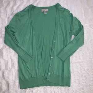 LOFT green cardigan sweater